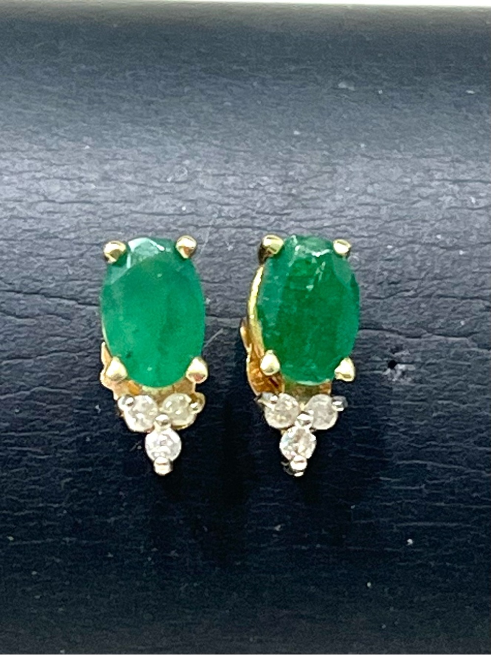 14K 0.5ct Emerald Diamond Stud Earrings